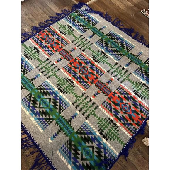 Pendleton Other - Antique Beaver State Pendleton Oregon Wool Aztec Blanket Fringe Robes & Shawls